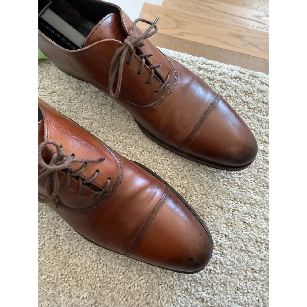 To Boot New York‎ BRANDON Oxford Men 12 Leather Cap Toe Italy DRESS SHOE COGNAC